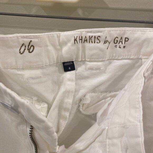 Gap Fabric Khakis By Gap White Cropped Cotton Pants, Size 6 - Picture 5 of 8